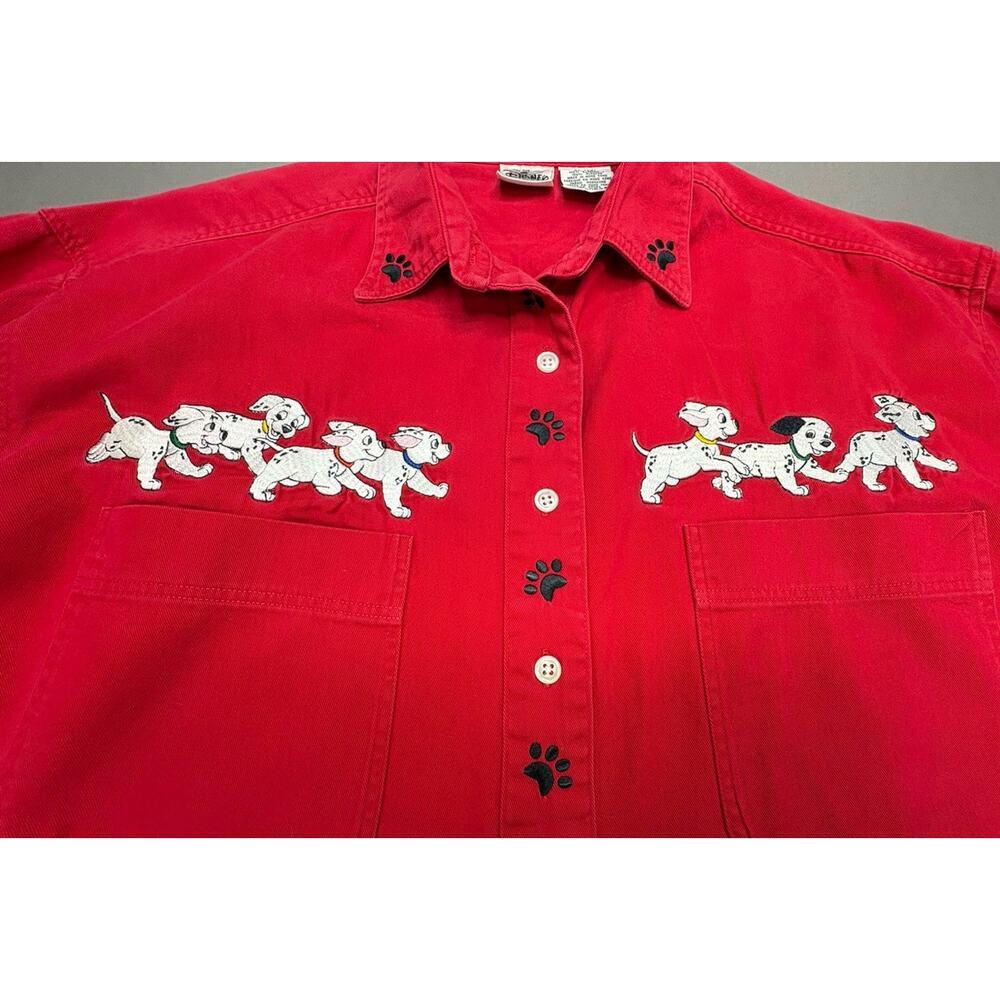 THE DISNEY CATALOG Women’s Size 2XL Vintage 101 Dalmations Embroidered Red Shirt - Picture 3 of 9